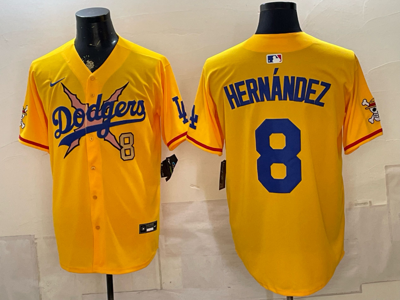 Men Los Angeles Dodgers #8 Hernandez yellow Game 2026 Nike MLB Jersey 0717001->los angeles dodgers->MLB Jersey